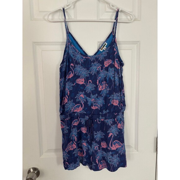Women’s tipsy elves flamingo print romper size medium vacation beach - Picture 3 of 3